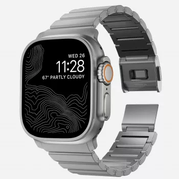 NOMAD Titanium Band V3 – természetes titán kefélt fém karkötő Apple Watch 46mm/49mm-hez