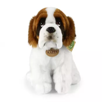 Rappa Eco-Friendly St. Bernard kutya plüssjáték, ülő, 30 cm, barna/fehér/fekete
