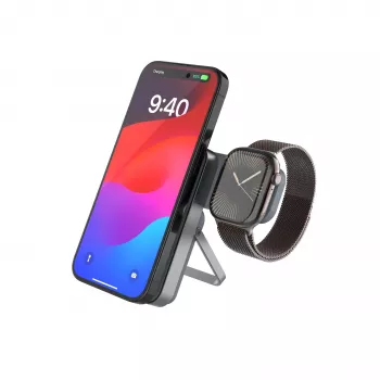 Fixed MagZen5 állvány beépített Apple Watch- és MagSafe-töltővel, 5000 mAh, szürke