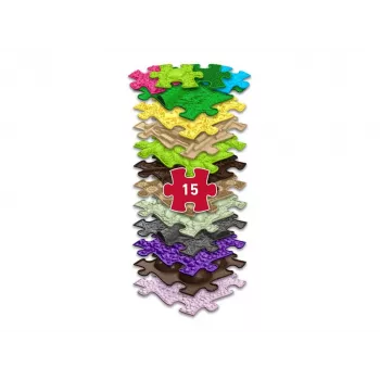 MUFFIK ortopéd szenzoros szőnyegszett 15-in-1, egymásba illeszkedő puzzle-lapok lúdtalp korrekciójához, 15 darab, többszínű