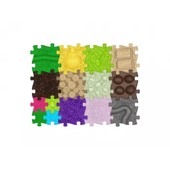 MUFFIK ortopéd szenzoros szőnyegszett 15-in-1, egymásba illeszkedő puzzle-lapok lúdtalp korrekciójához, 15 darab, többszínű
