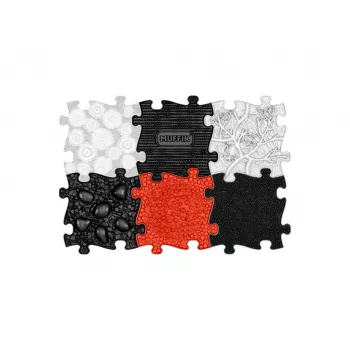 Muffik ortopéd szenzoros szőnyeg szett 6 az 1-ben Baby fekete és fehér 6 puzzle szőnyeg szenzoros játék Muffik MFK-023-3