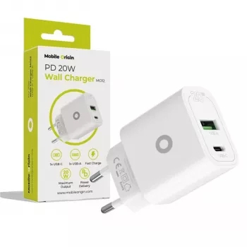 Mobile Origin PD20W fali töltő MO12 fehér 1x USB-A + 1x USB-C