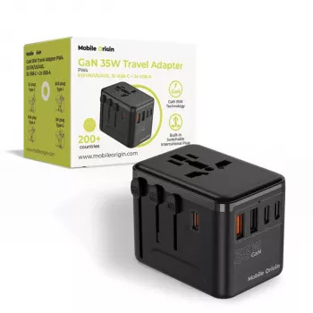 Mobile Origin 35W utazó adapter GaN PW4 EU/UK/US/AUS 3C+2A