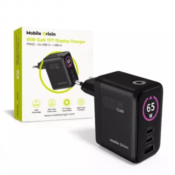 Mobile Origin 65W GaN töltő PW20 2x USB-C + USB-A