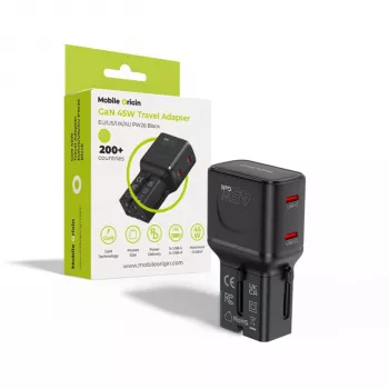 Mobile Origin 45W utazó adapter EU/US/UK/AU PW26, fekete