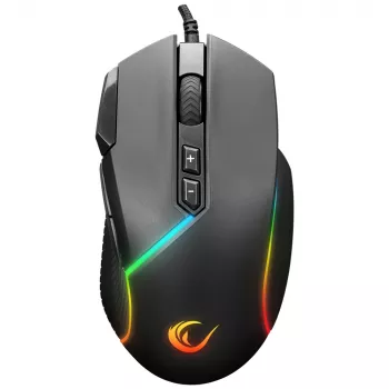 Rampage Comfort gamer egér, programozható, 12800 DPI RGB, fekete