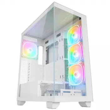 Rampage Hydra V1 Mid Tower PC-ház, fehér, 4x 120mm ARGB ventilátor, USB-C/USB-A, ARGB hub, edzettüveg