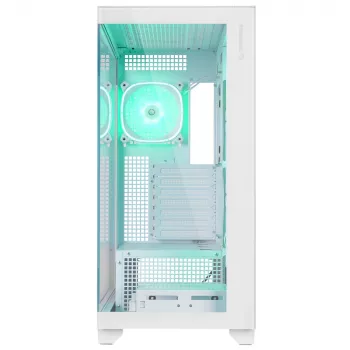 Rampage Hydra V1 Mid Tower PC-ház, fehér, 4x 120mm ARGB ventilátor, USB-C/USB-A, ARGB hub, edzettüveg