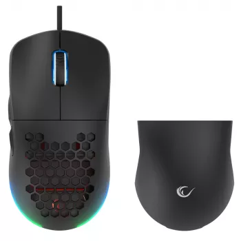 Rampage BLINK vezetékes USB gamer egér, 12800 DPI, RGB, optikai szenzor, fekete