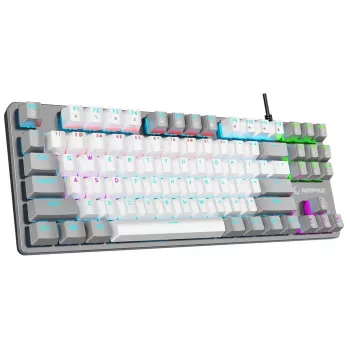 Rampage Snug RGB KRGD Red mechanikus gamer billentyűzet, fehér-szürke, 60%-os elrendezés, vezetékes USB-C