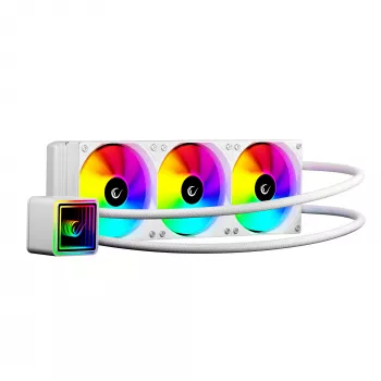 Rampage INFINITE V360 all-in-one folyadékhűtéses CPU-hűtő 360mm ARGB, hőmérséklet-kijelző, fehér
