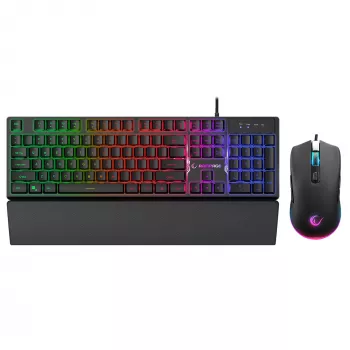 Rampage Fortuna gamer billentyűzet, egér és egérpad szett, 12800 DPI, fekete