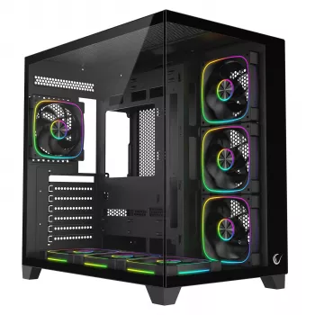 RAMPAGE SEALITE-BLACK Mid-Tower PC-ház edzett üveggel, 7x ARGB PWM ventilátor, fekete
