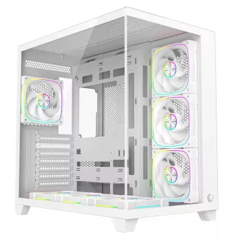 RAMPAGE SEALITE-WHITE Mid-Tower PC-ház edzett üveggel, 7x ARGB PWM ventilátor, fehér