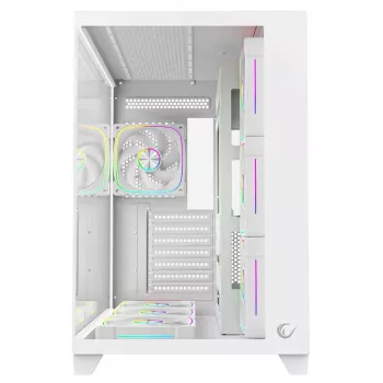 RAMPAGE SEALITE-WHITE Mid-Tower PC-ház edzett üveggel, 7x ARGB PWM ventilátor, fehér