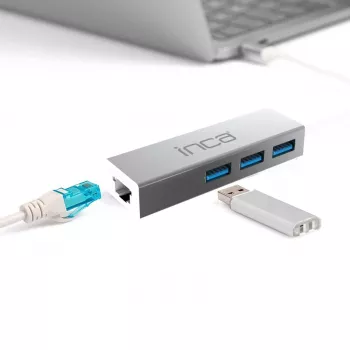 INCA IUSB-03TX USB 3.0 Gigabit Ethernet adapter USB-C adapterrel, 1000Mbit/s, fekete