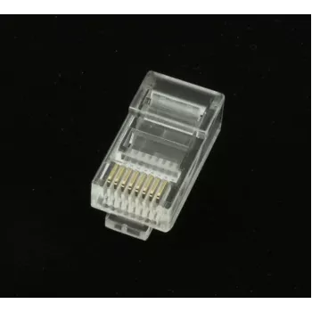Gembird LC-8P8C-002/50 RJ-45 moduláris csatlakozó, átlátszó, aranyozott, 50 darabos csomag