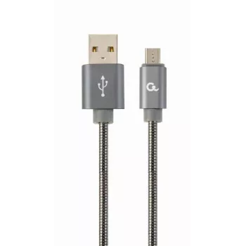 Gembird USB 2.0 Type-A dugó – Micro USB-B dugó spirálkábel 1 m, fémes szürke
