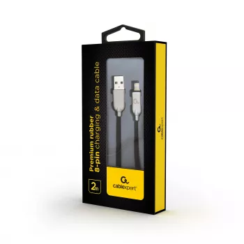 Gembird USB-A – Lightning kábel 2 m fekete Premium Rubber