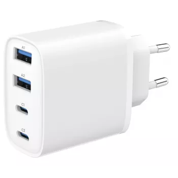 GEMBIRD TA-UC-2A2C-PD40-01-W GaN USB PD 4 portos töltő, 40 W, fehér