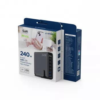 Gembird TA-UC-2A4C-PD240-01-BK 6 portos USB-töltő 240W GaN fekete