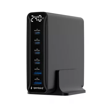 Gembird TA-UC-2A4C-PD240-01-BK 6 portos USB-töltő 240W GaN fekete