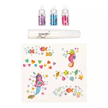 Souza! Glitter tetoválókészlet kristályokkal sellő 5 részes