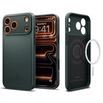 Spigen Thin Fit Mag MagSafe tok iPhone 17 Pro készülékhez, Abyss Green