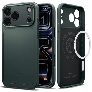 Spigen Thin Fit Mag MagSafe tok iPhone 17 Pro készülékhez, Abyss Green
