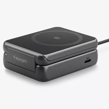 Spigen Essential Qi2 2-in-1 vezeték nélküli töltőállvány 25W MagSafe fekete