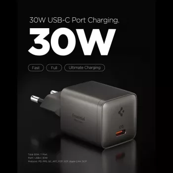 SPIGEN EE301EU-GAN ESSENTIAL 1-PORT hálózati töltő 30W Gunmetal