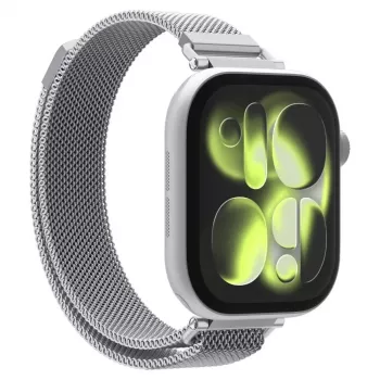 Spigen WBM4 rozsdamentes acél szíj Apple Watch 8/9/10/11/SE (40/41/42mm) ezüst