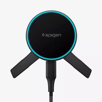 SPIGEN EV15MAQ Essential Magnetic MagSafe szellőzős autós tartó vezeték nélküli töltővel 15W Qi2, fekete
