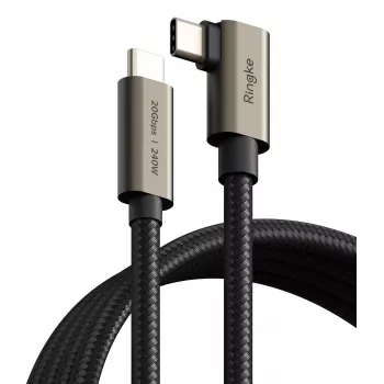 RINGKE USB 3.2 Gen 2x2 Type-C 90 fokos kábel PD 240W 200cm fekete