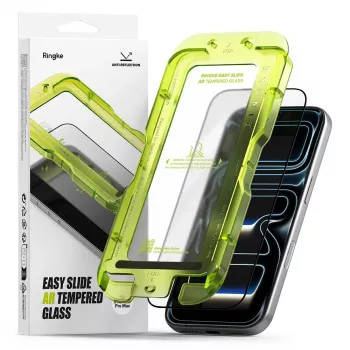 Ringke Easy Slide tükröződésmentes edzettüveg képernyővédő iPhone 17 Pro Max-hoz, fekete