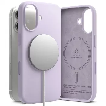 Ringke mágneses MagSafe szilikon tok iPhone 17-hez, világoslila