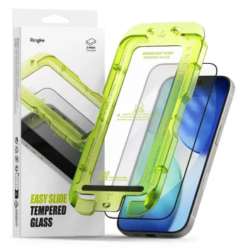 Ringke Easy Slide edzettüveg képernyővédő 2 darabos csomag Apple iPhone 17-hez - fekete
