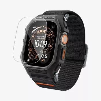 Spigen Rugged Armor és edzett üveg Apple Watch Ultra 1 / 2 / 3 (49 mm) matt fekete