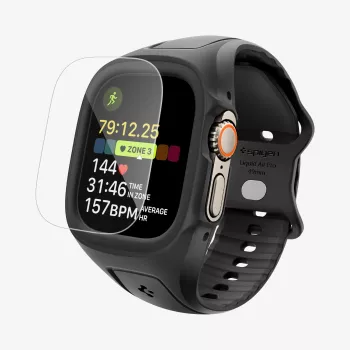 SPIGEN Liquid Air Pro és edzett üveg Apple Watch Ultra 1 / 2 / 3 (49 mm) fekete