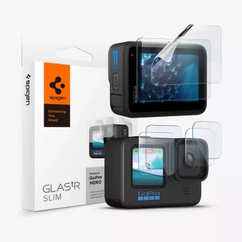 Spigen Glas.TR Slim + Film 2 készletes képernyő- és lencsevédő szett GoPro Hero 12/11/10/9-hez (2 szett)