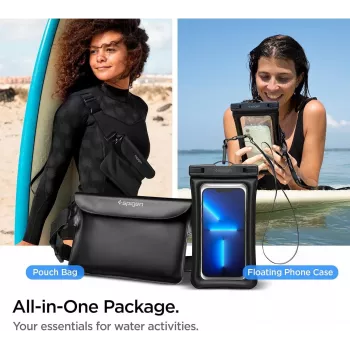 Spigen A621 univerzális vízálló tok és deréktáska, fekete