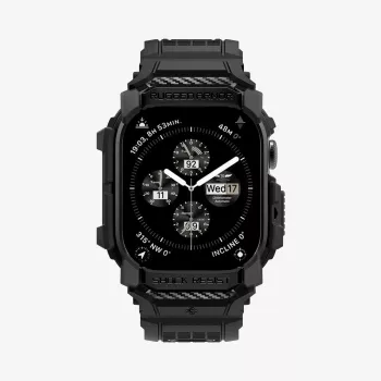 SPIGEN Rugged Armor Pro Apple Watch 10/11 (42 mm) matt fekete tok integrált szíjjal