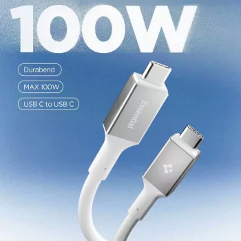 SPIGEN EB10020CC Essential USB-C - USB-C kábel 100W 2m, fehér