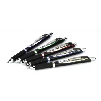 Pentel BLP77-AX retractable gél toll - fekete tinta - 0,7 mm - pigment alapú - fekete ház - ezüst klipsz - doboz