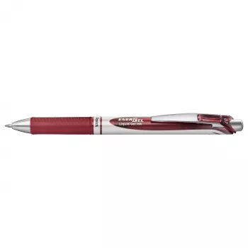 Pentel Energel BL77 nyomógombos zselés toll - bordó tinta - 0,7 mm - ezüst klipsz - kerek test