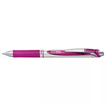 Pentel Energel BL77 nyomógombos zselés toll - magenta tinta - 0,7 mm - közepes hegy - ezüst díszítés