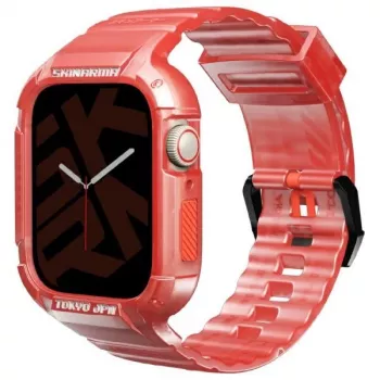 Skinarma Saido 2 az 1-ben szíj és védőtok Apple Watch 45/44mm-hez piros