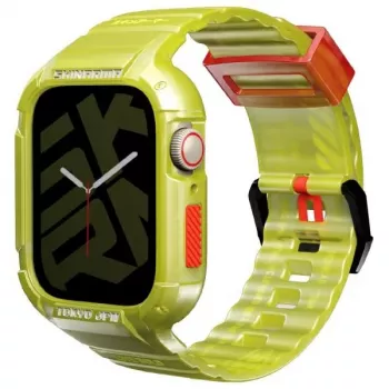 Skinarma Saido 2 az 1-ben Apple Watch szíj és tok 45/44mm neon sárga