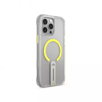 Skinarma Helix mágneses töltéses, 360°-ban forgó állványos tok iPhone 16 Pro-hoz, átlátszó